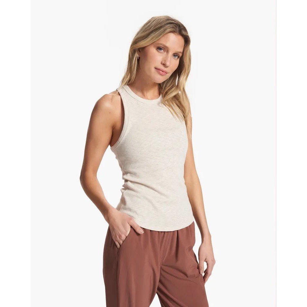 Vuori Sunrise High Neck Ribbed Tank Top S Cream Off White athletic / athlesuire